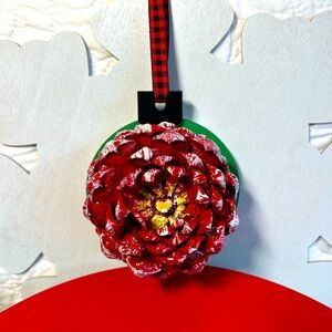 Pinecone Flower Christmas Ornament - handmade